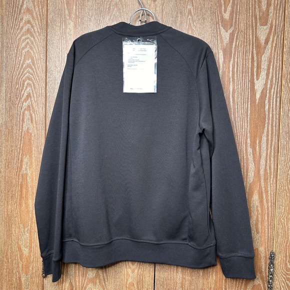 NWT MERCER + METTLE Black Double Knit Bomber Jacket Full Zip Rib Collar Cuffs Lg - Picture 8 of 9